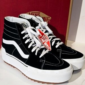 Vans Black and White High-Top Athletic Shoes